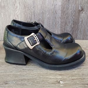 Vtg 90s Maurices Black Mary Janes Brogues Shoes